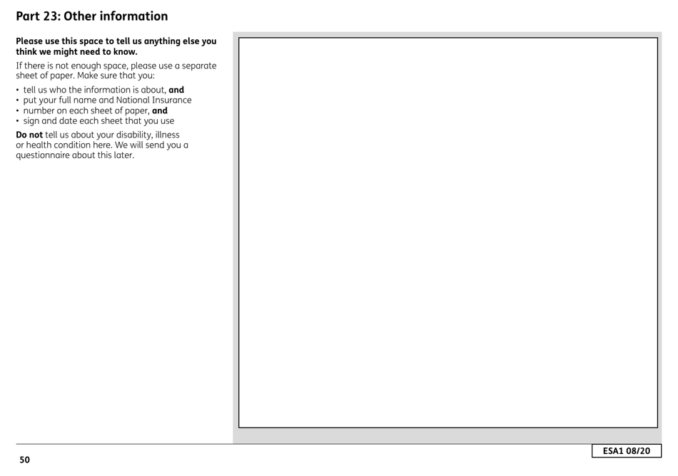 Form ESA1 Employment and Support Allowance - United Kingdom, Page 58