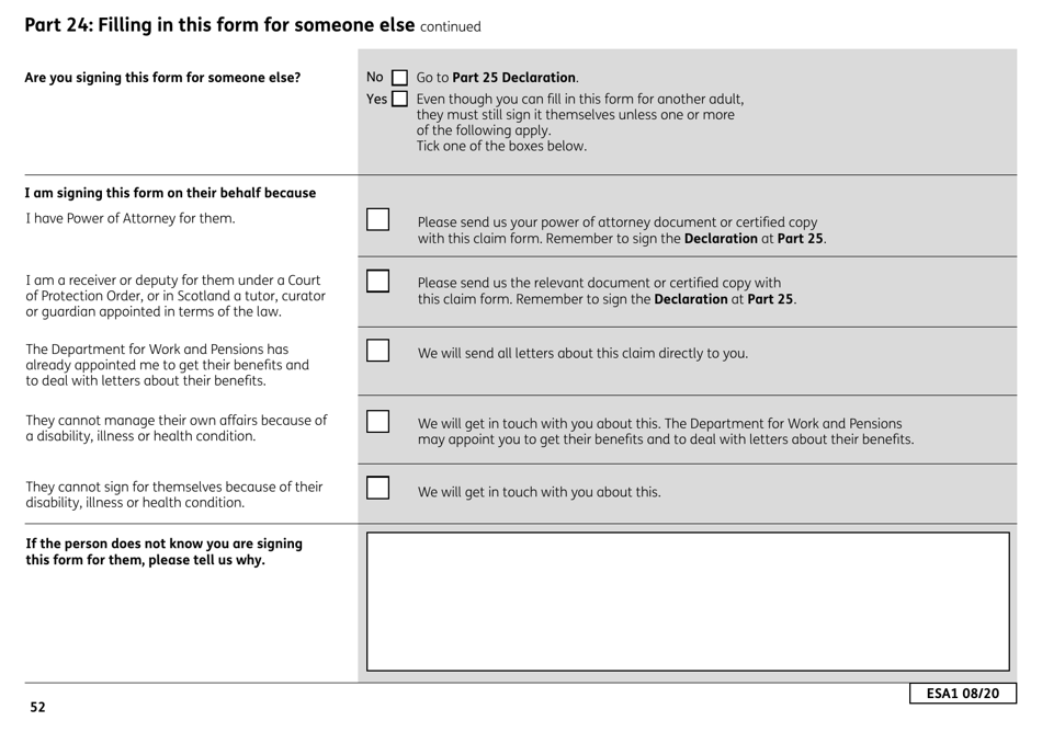 Form ESA1 Employment and Support Allowance - United Kingdom, Page 60