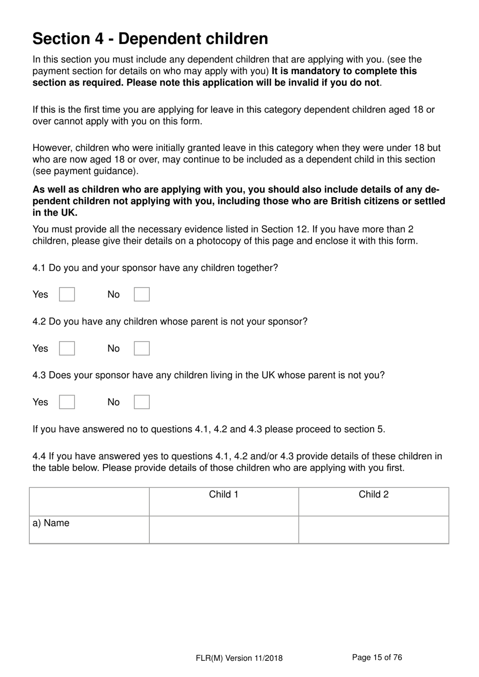 Form FLR(M) Extend Your Stay in the UK as a Partner or Dependent Child - United Kingdom, Page 15