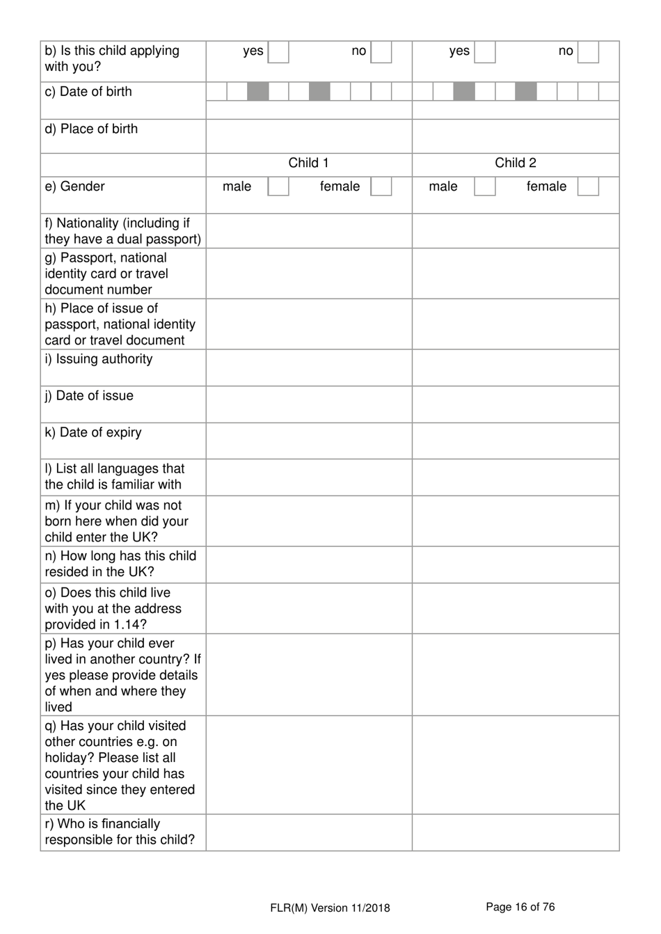 Form FLR(M) Extend Your Stay in the UK as a Partner or Dependent Child - United Kingdom, Page 16