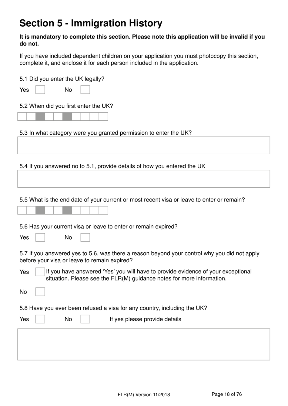 Form FLR(M) Extend Your Stay in the UK as a Partner or Dependent Child - United Kingdom, Page 18
