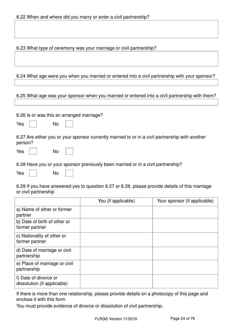 Form FLR(M) Extend Your Stay in the UK as a Partner or Dependent Child - United Kingdom, Page 24