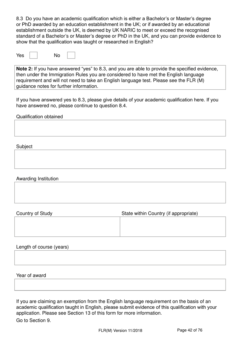 Form FLR(M) Extend Your Stay in the UK as a Partner or Dependent Child - United Kingdom, Page 42