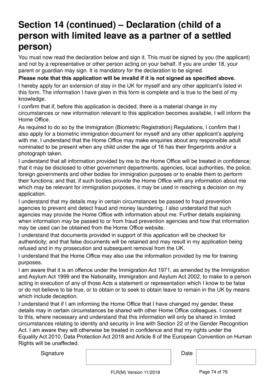 Form FLR(M) Extend Your Stay in the UK as a Partner or Dependent Child - United Kingdom, Page 74