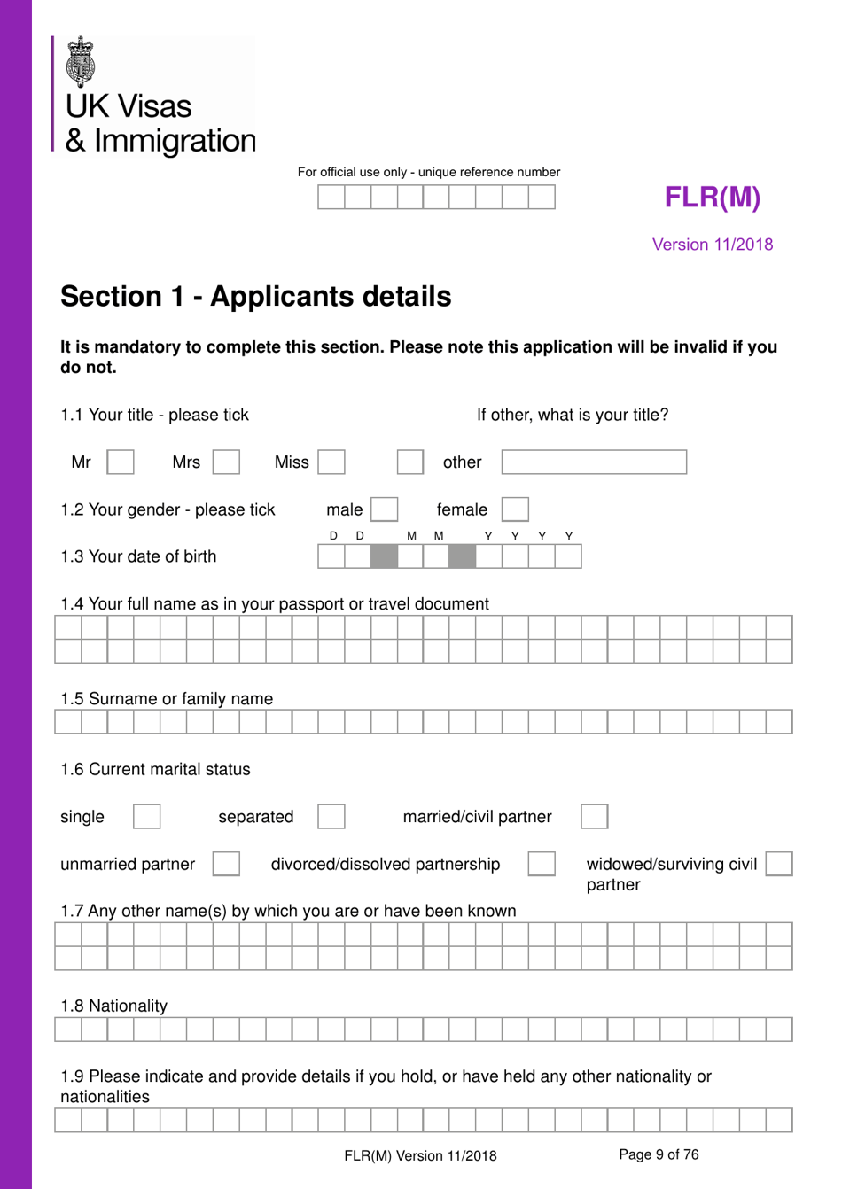 Form FLR(M) Fill Out, Sign Online and Download Printable PDF, United