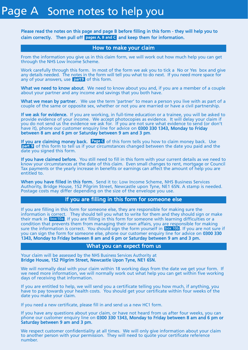 Form HC1 Claim for Help With Health Costs - United Kingdom, Page 2
