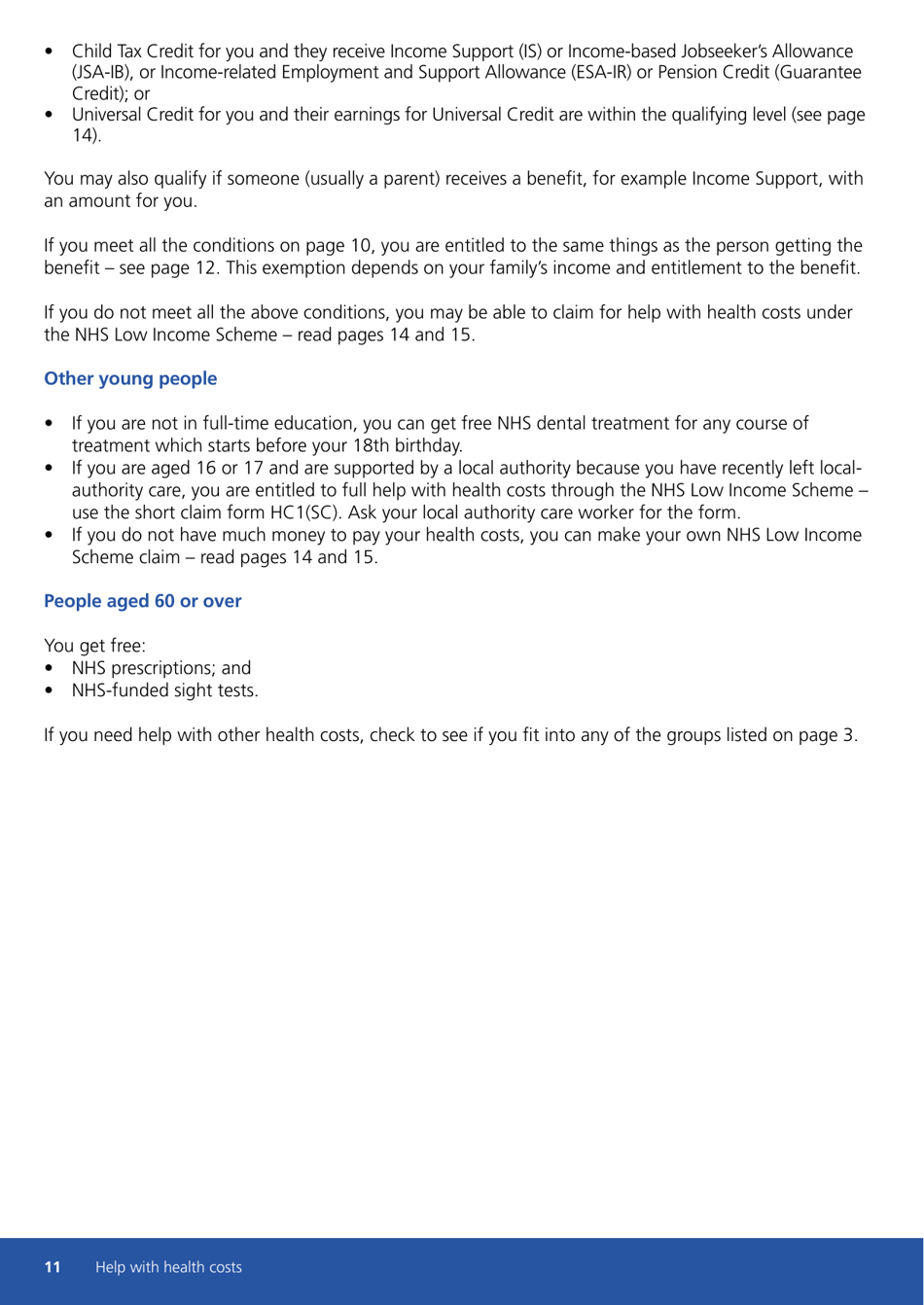 Form HC11 Help With Health Costs - United Kingdom, Page 11