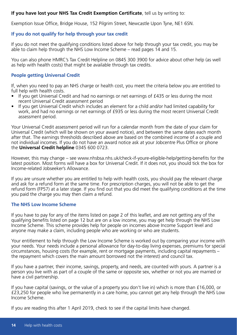 Form HC11 Help With Health Costs - United Kingdom, Page 14