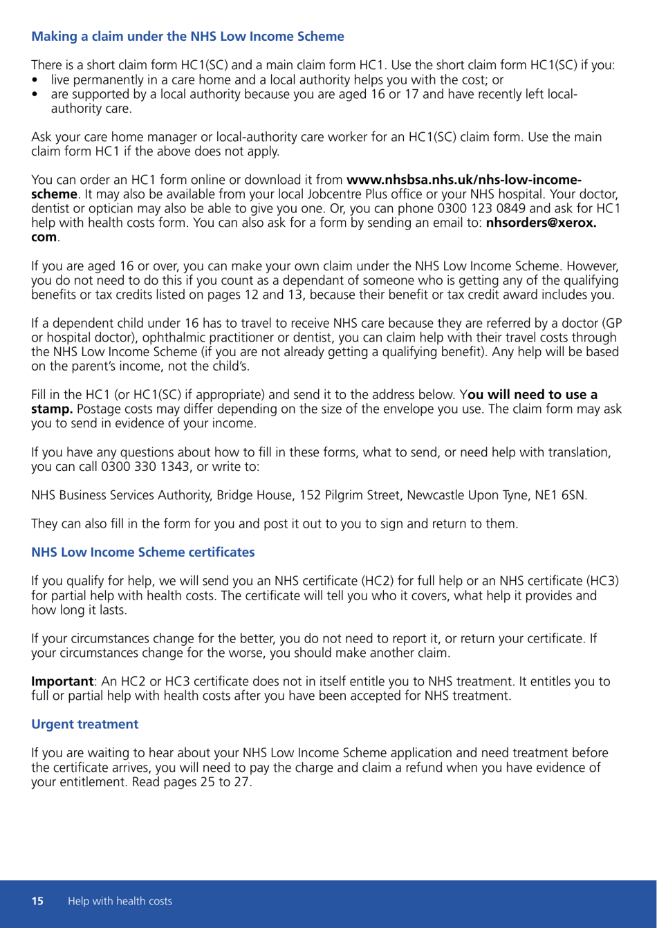Form HC11 Help With Health Costs - United Kingdom, Page 15