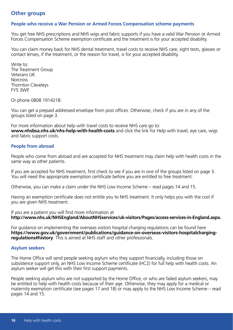 Form HC11 Help With Health Costs - United Kingdom, Page 16