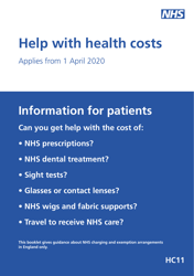 Form HC11 Help With Health Costs - United Kingdom