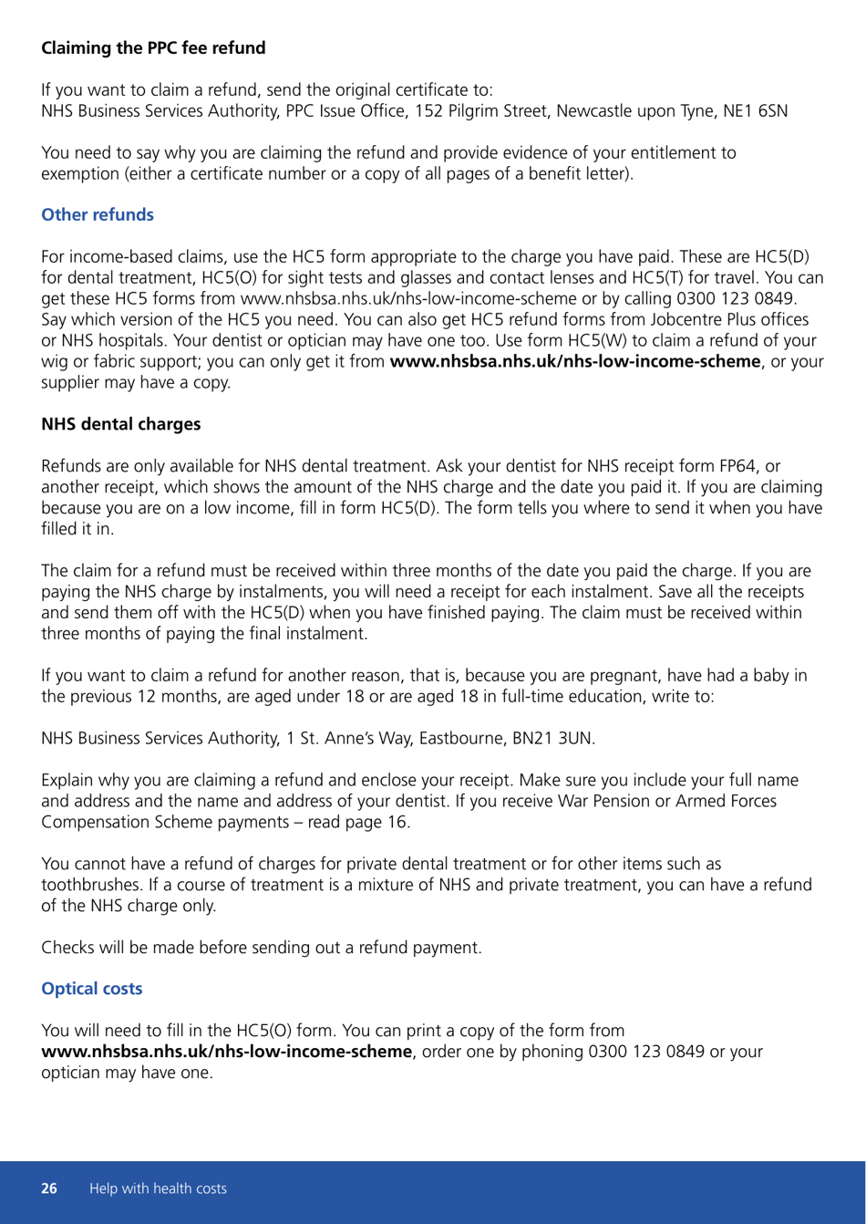 Form HC11 Help With Health Costs - United Kingdom, Page 26