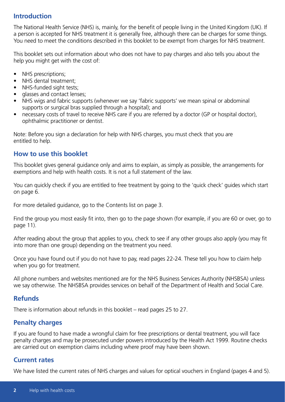 Form HC11 Help With Health Costs - United Kingdom, Page 2