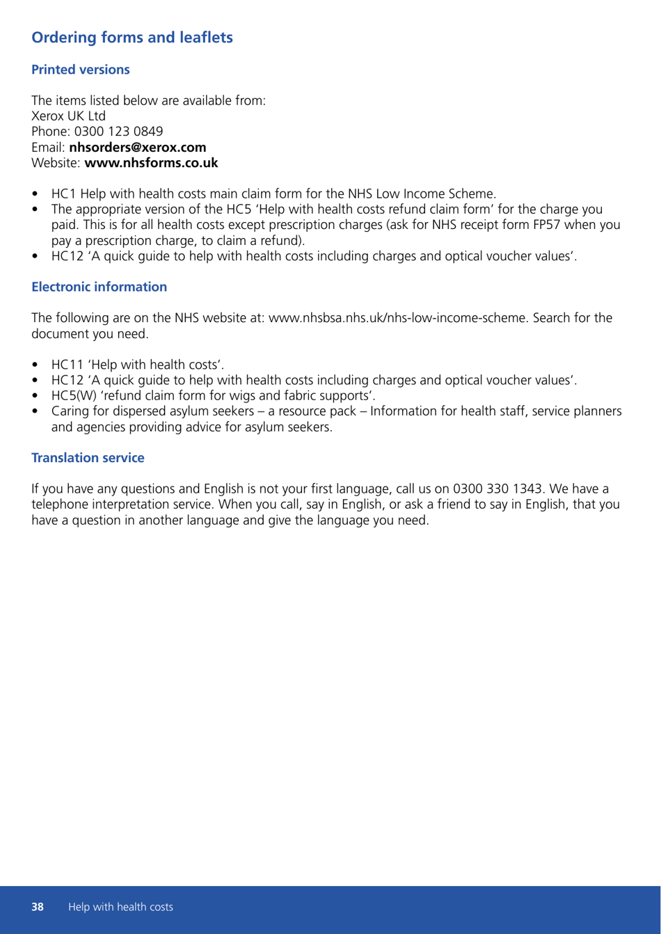 Form HC11 Help With Health Costs - United Kingdom, Page 38