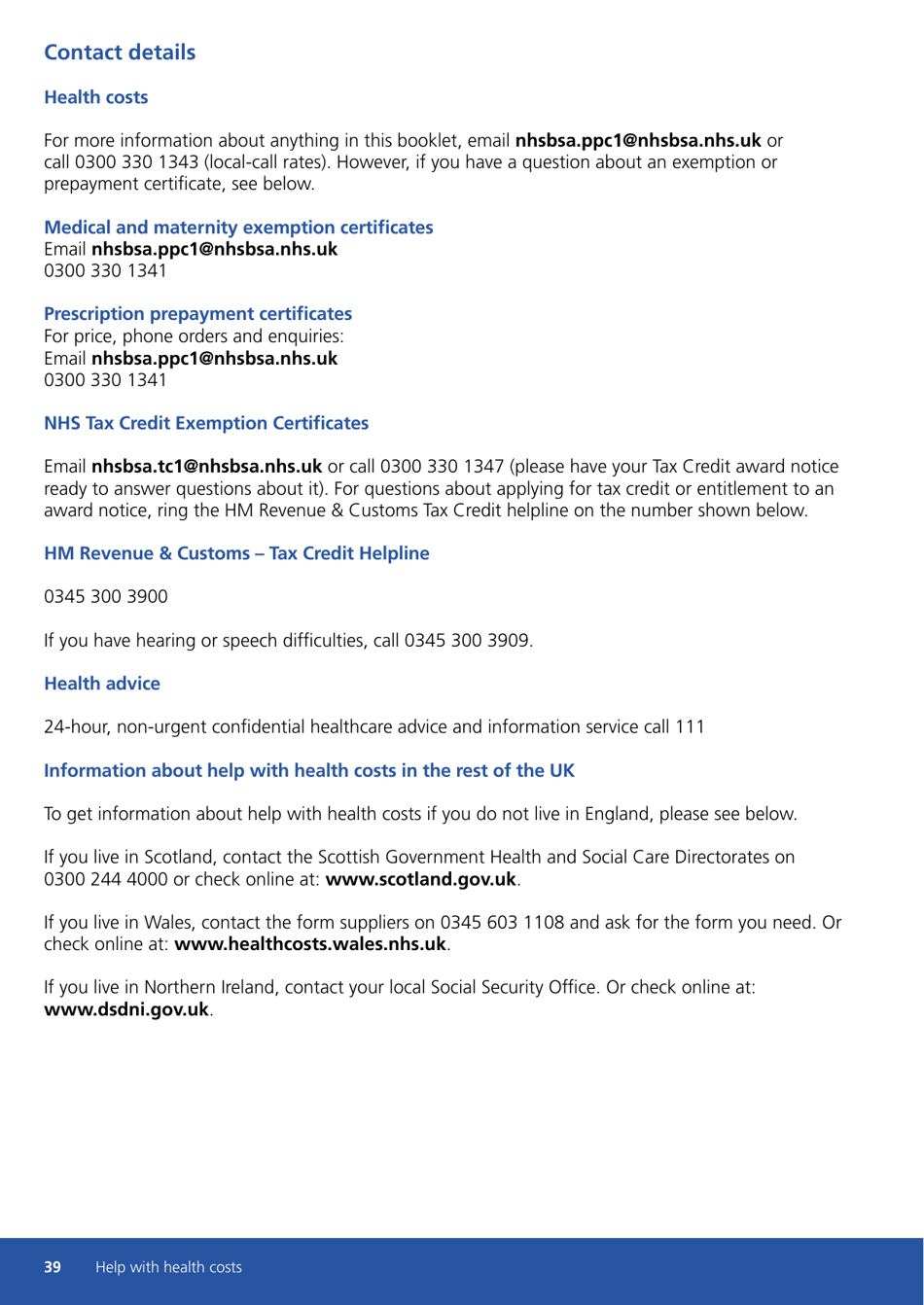 Form HC11 Help With Health Costs - United Kingdom, Page 39