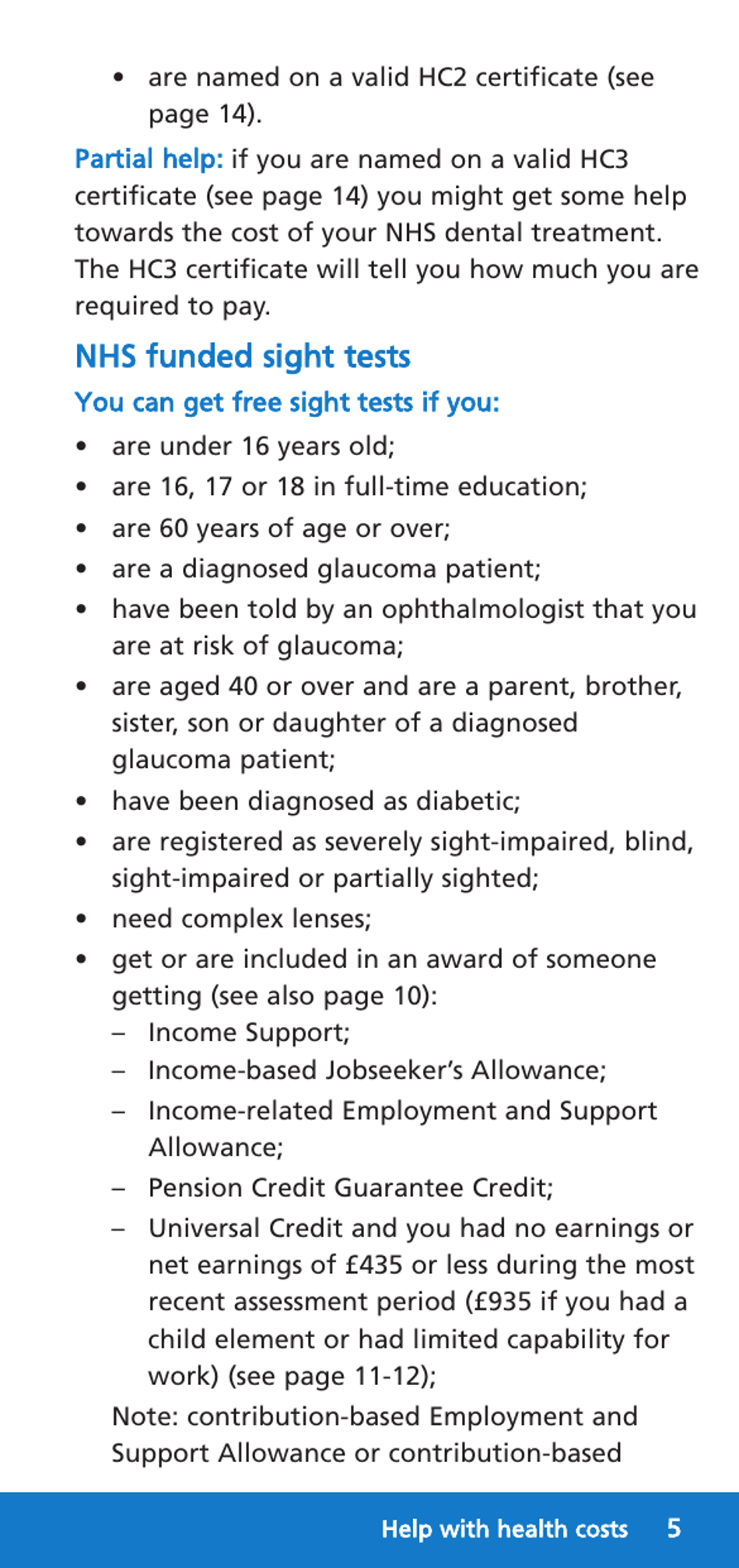 Form HC12 Help With Health Costs - United Kingdom, Page 5