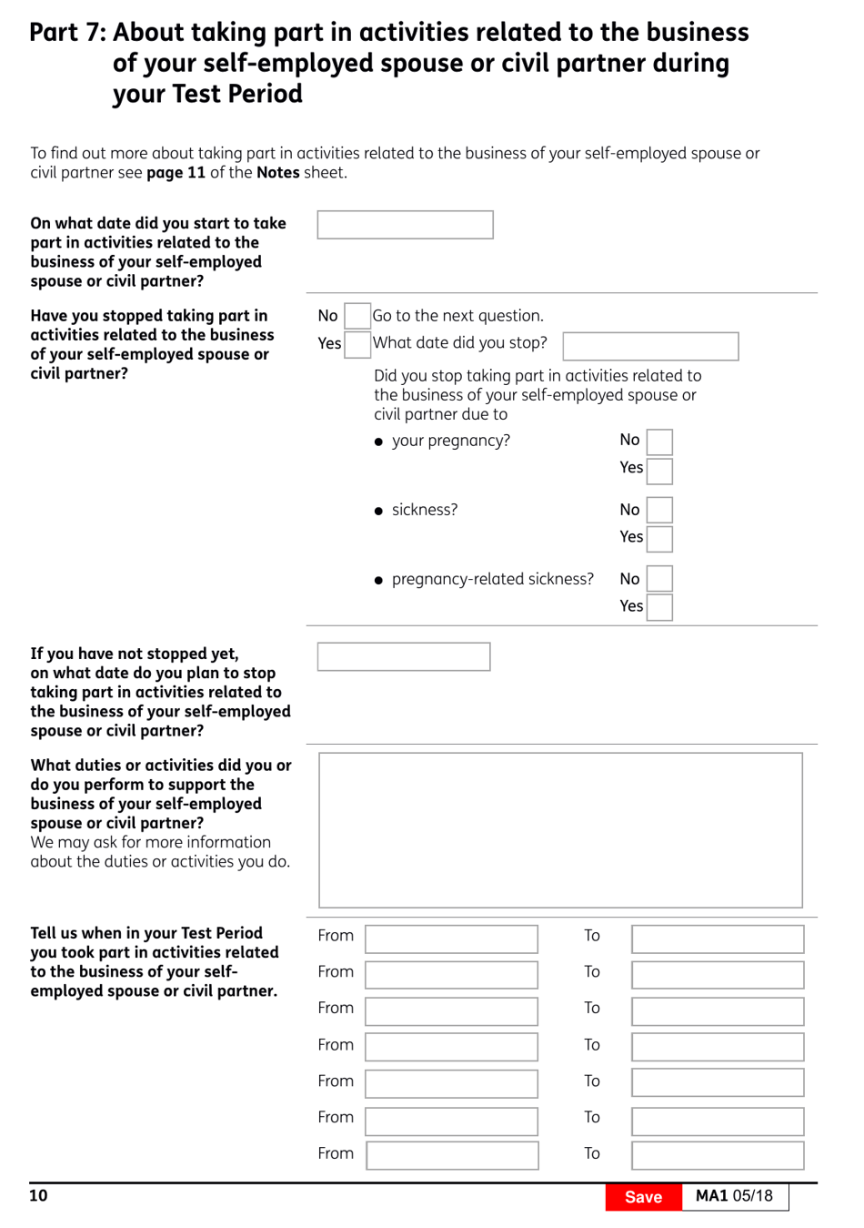Form MA1 Maternity Allowance - United Kingdom, Page 11