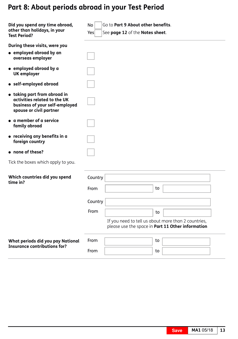 Form MA1 Maternity Allowance - United Kingdom, Page 14