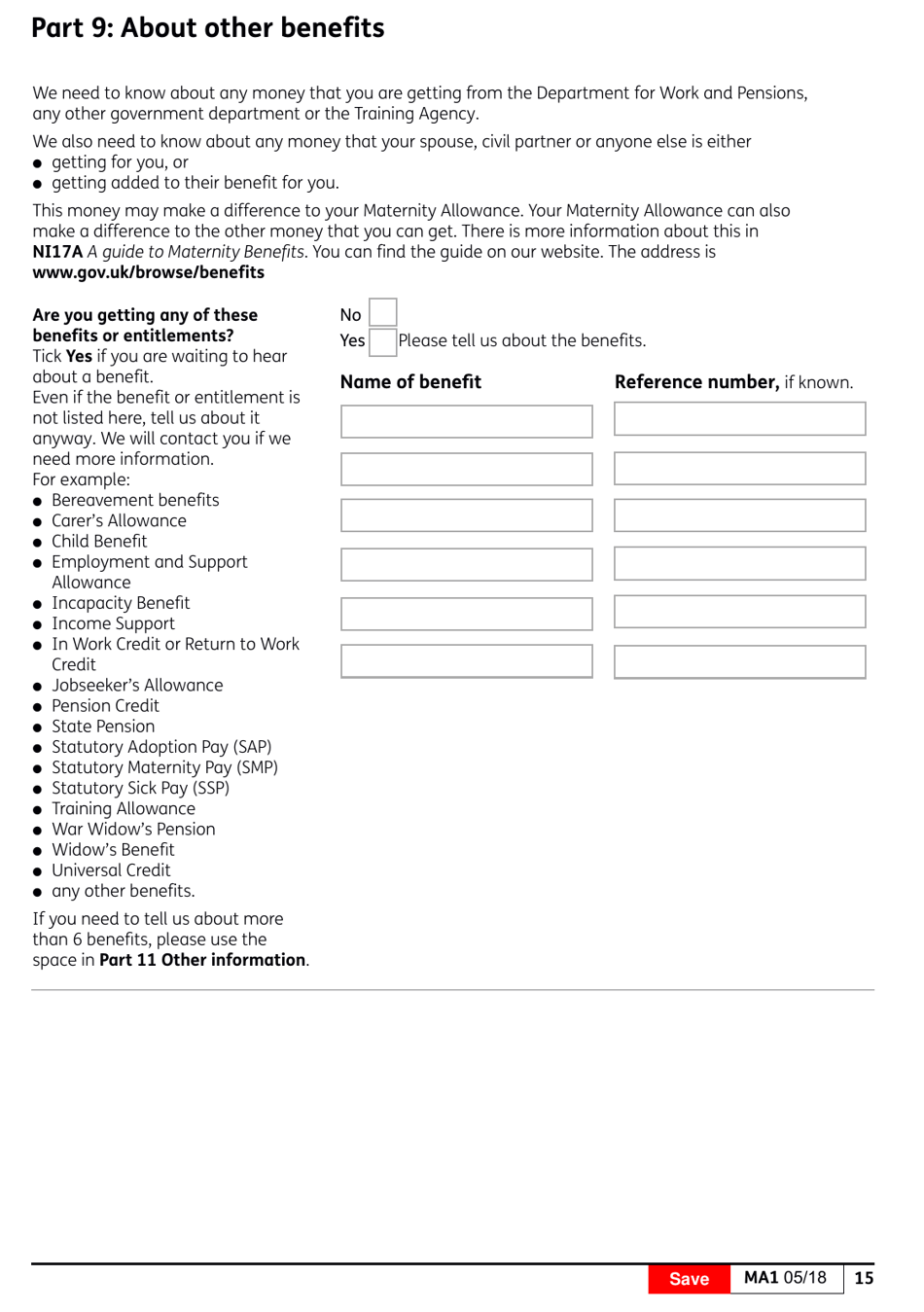 Form MA1 Maternity Allowance - United Kingdom, Page 16