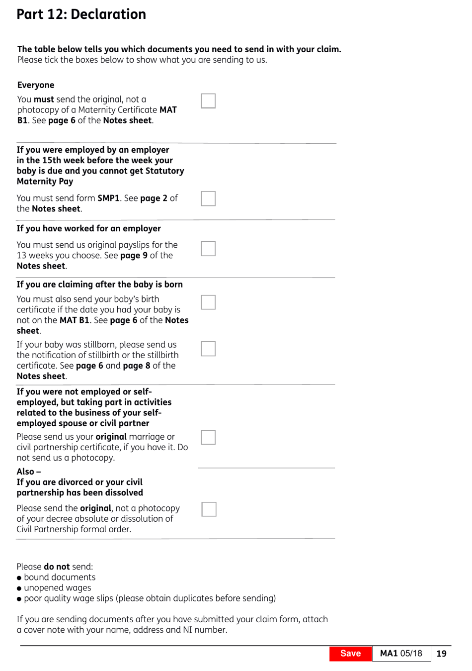 Form MA1 Maternity Allowance - United Kingdom, Page 20