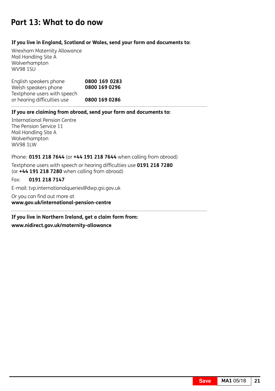 Form MA1 Maternity Allowance - United Kingdom, Page 22