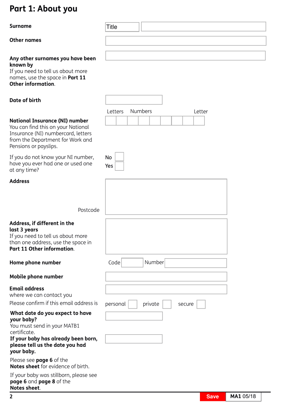 Form MA1 Maternity Allowance - United Kingdom, Page 3