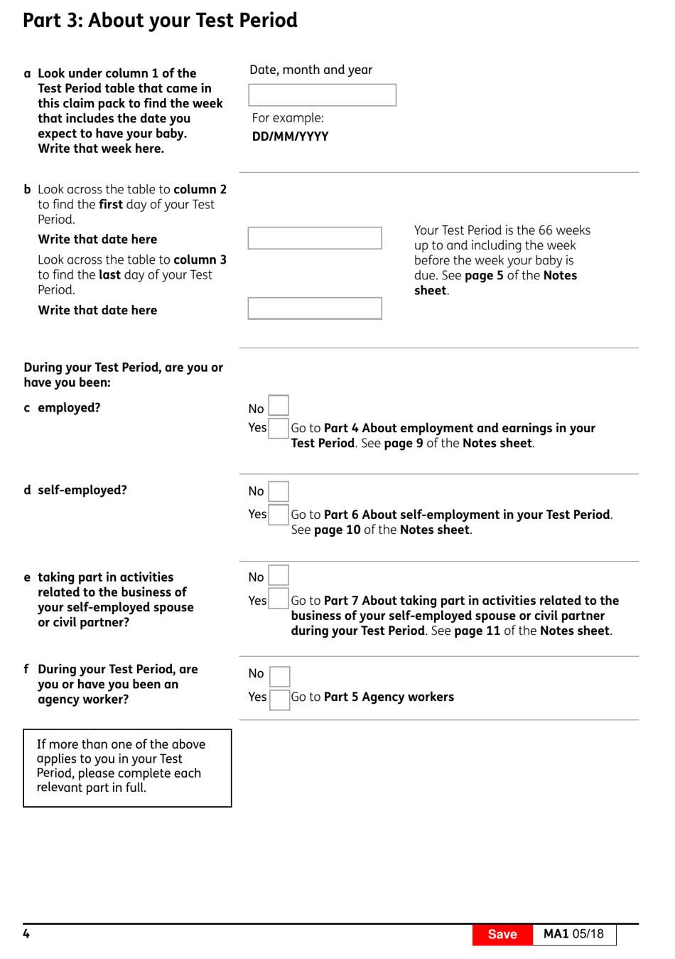 Form MA1 Maternity Allowance - United Kingdom, Page 5