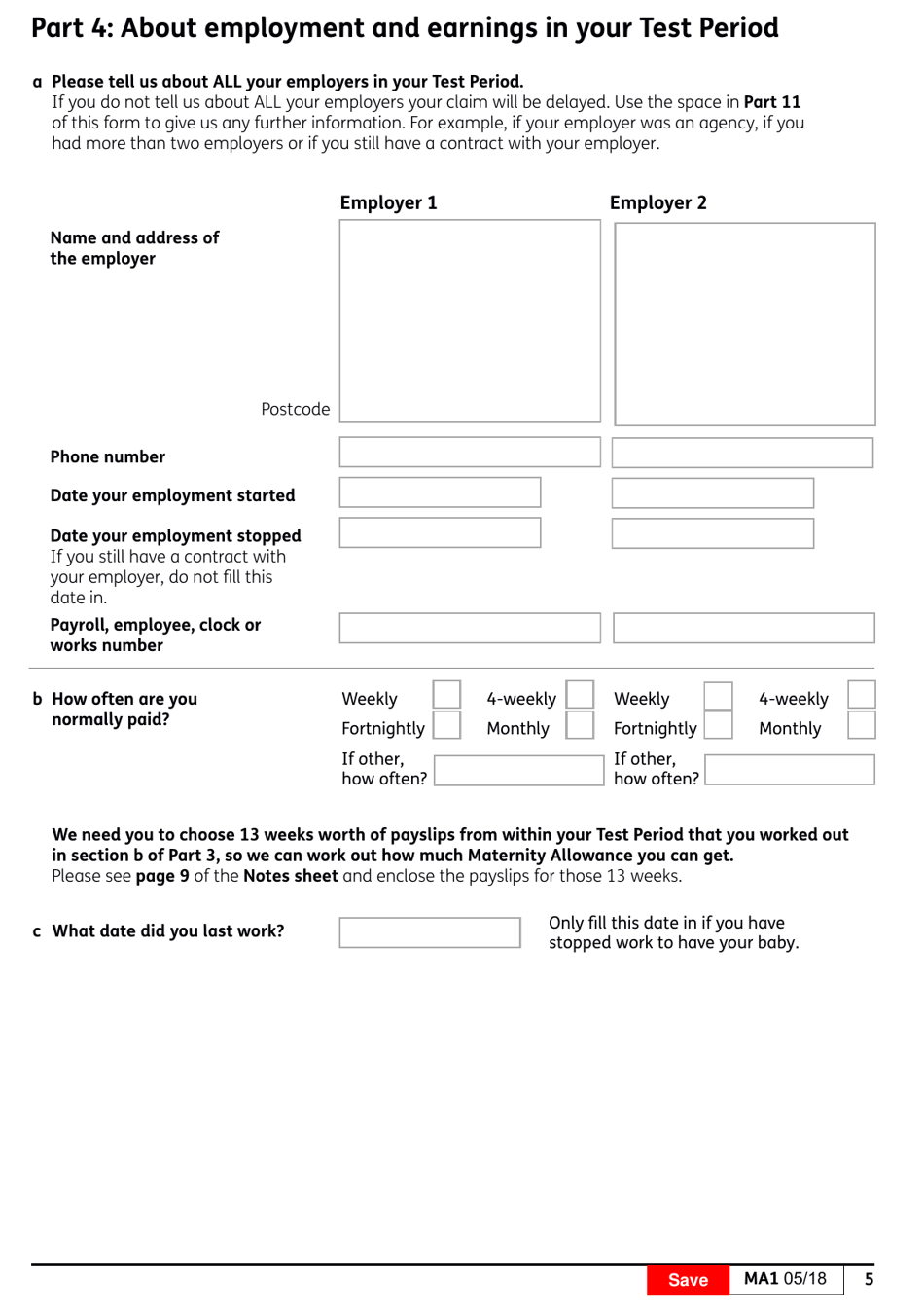 Form MA1 Maternity Allowance - United Kingdom, Page 6