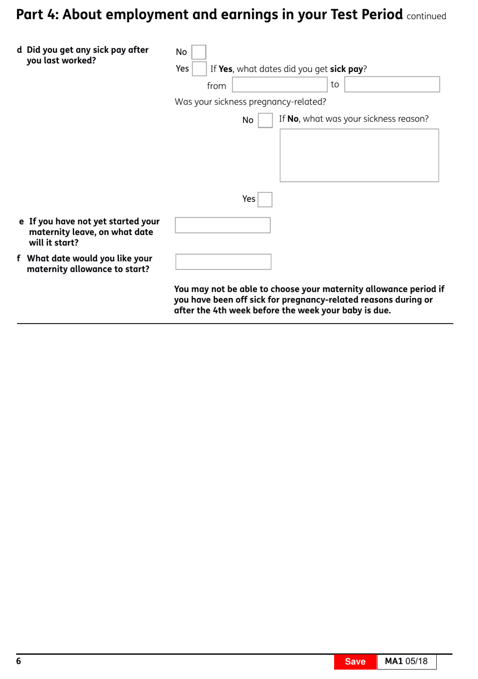 Form MA1 Maternity Allowance - United Kingdom, Page 7