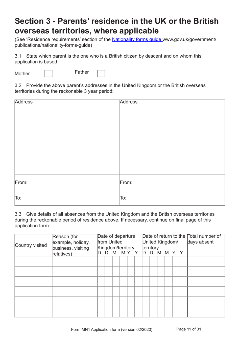 Form MN1 Application for Registration of a Child Under 18 as a British Citizen - United Kingdom, Page 11
