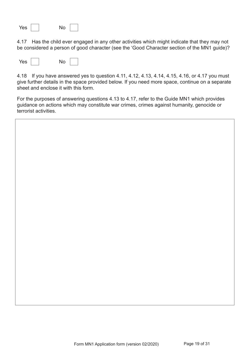 Form MN1 Application for Registration of a Child Under 18 as a British Citizen - United Kingdom, Page 19