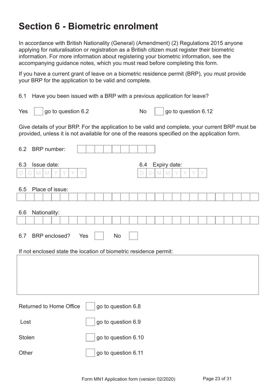 Form MN1 Application for Registration of a Child Under 18 as a British Citizen - United Kingdom, Page 23