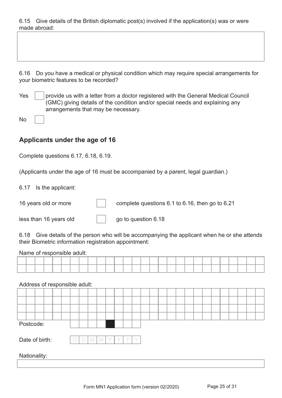 Form MN1 Application for Registration of a Child Under 18 as a British Citizen - United Kingdom, Page 25