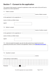 Form MN1 Application for Registration of a Child Under 18 as a British Citizen - United Kingdom, Page 27