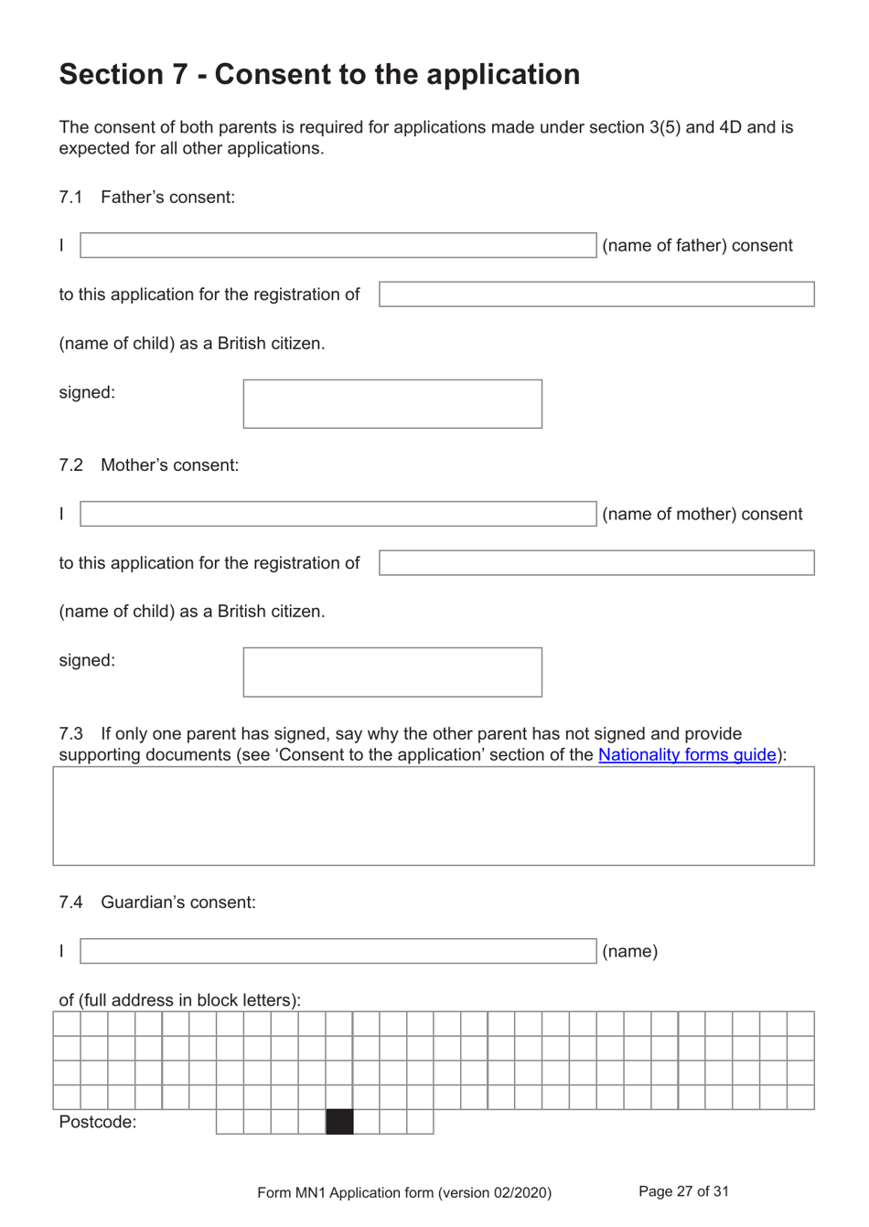 Form MN1 Application for Registration of a Child Under 18 as a British Citizen - United Kingdom, Page 27