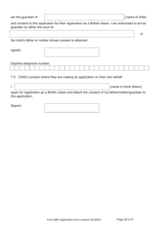 Form MN1 Application for Registration of a Child Under 18 as a British Citizen - United Kingdom, Page 28