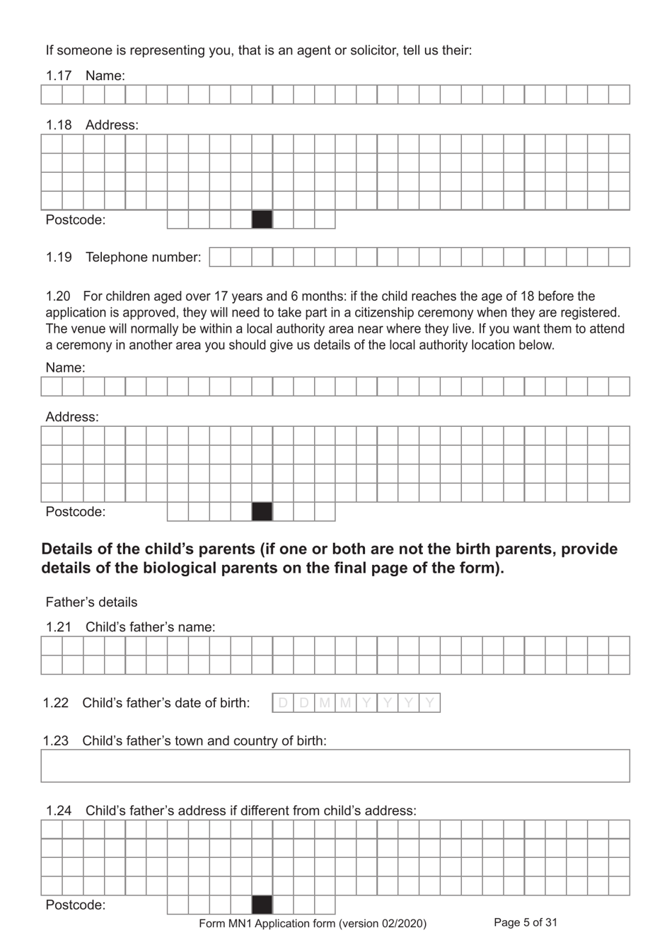 Form MN1 Application for Registration of a Child Under 18 as a British Citizen - United Kingdom, Page 5