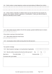 Form MN1 Application for Registration of a Child Under 18 as a British Citizen - United Kingdom, Page 7