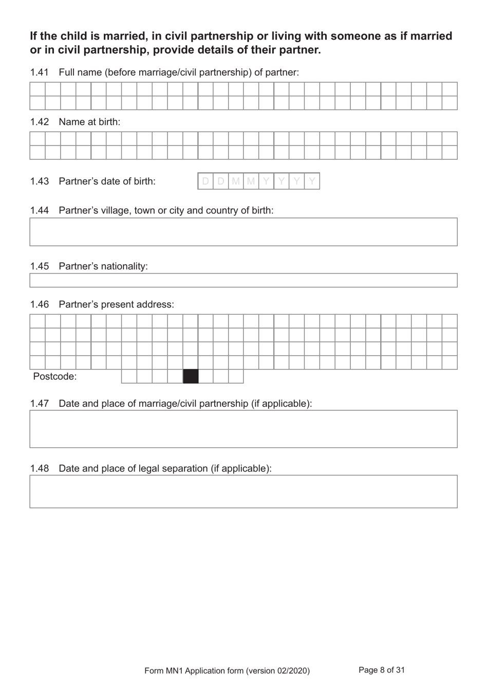 Form MN1 Application for Registration of a Child Under 18 as a British Citizen - United Kingdom, Page 8