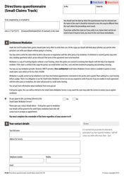 Form N180 Directions Questionnaire (Small Claims Track) - United Kingdom