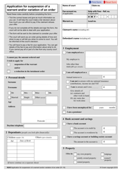 Form N245 Application for Suspension of a Warrant and/or Variation of an Order - United Kingdom