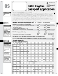 Form OS United Kingdom Passport Application - United Kingdom