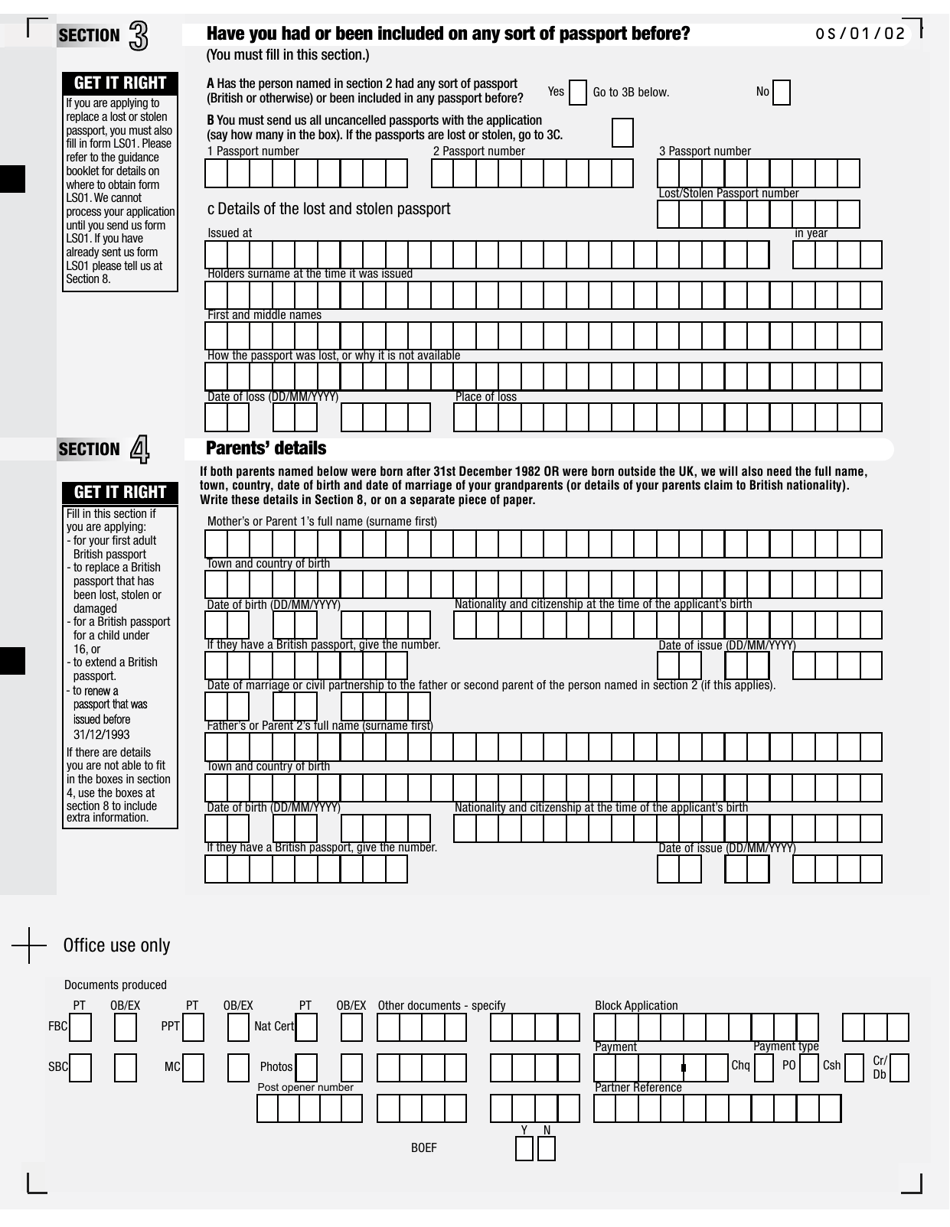 Form OS United Kingdom Passport Application - United Kingdom, Page 2