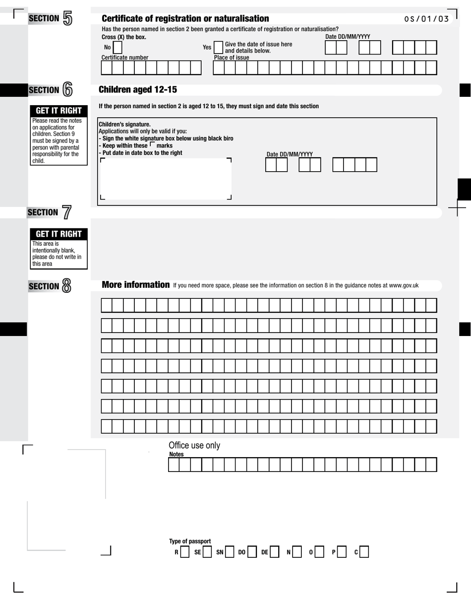 Form OS United Kingdom Passport Application - United Kingdom, Page 3