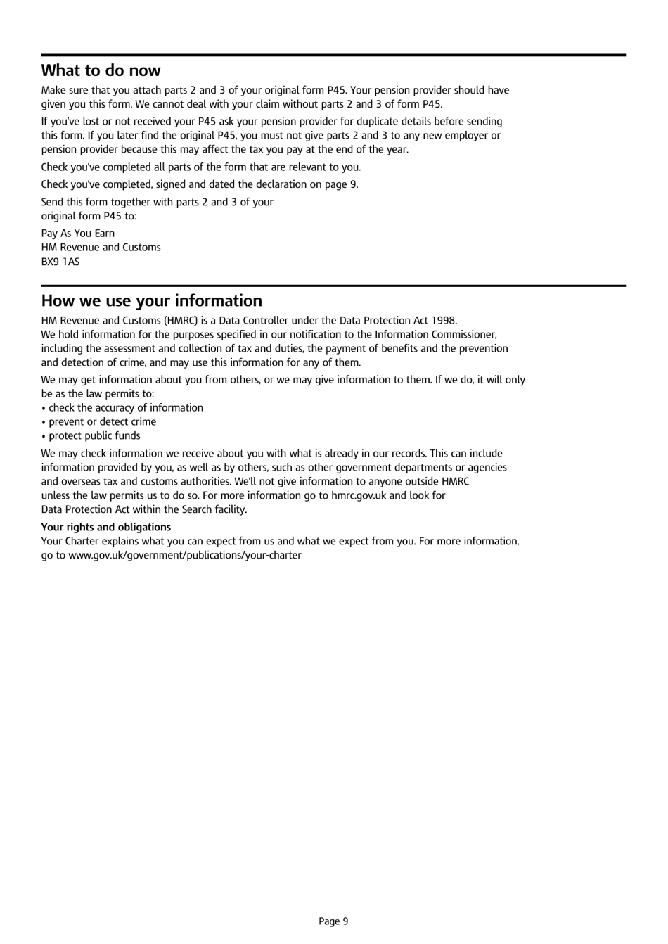 Form P53 Claiming Back Tax Paid on a Lump Sum - United Kingdom, Page 9