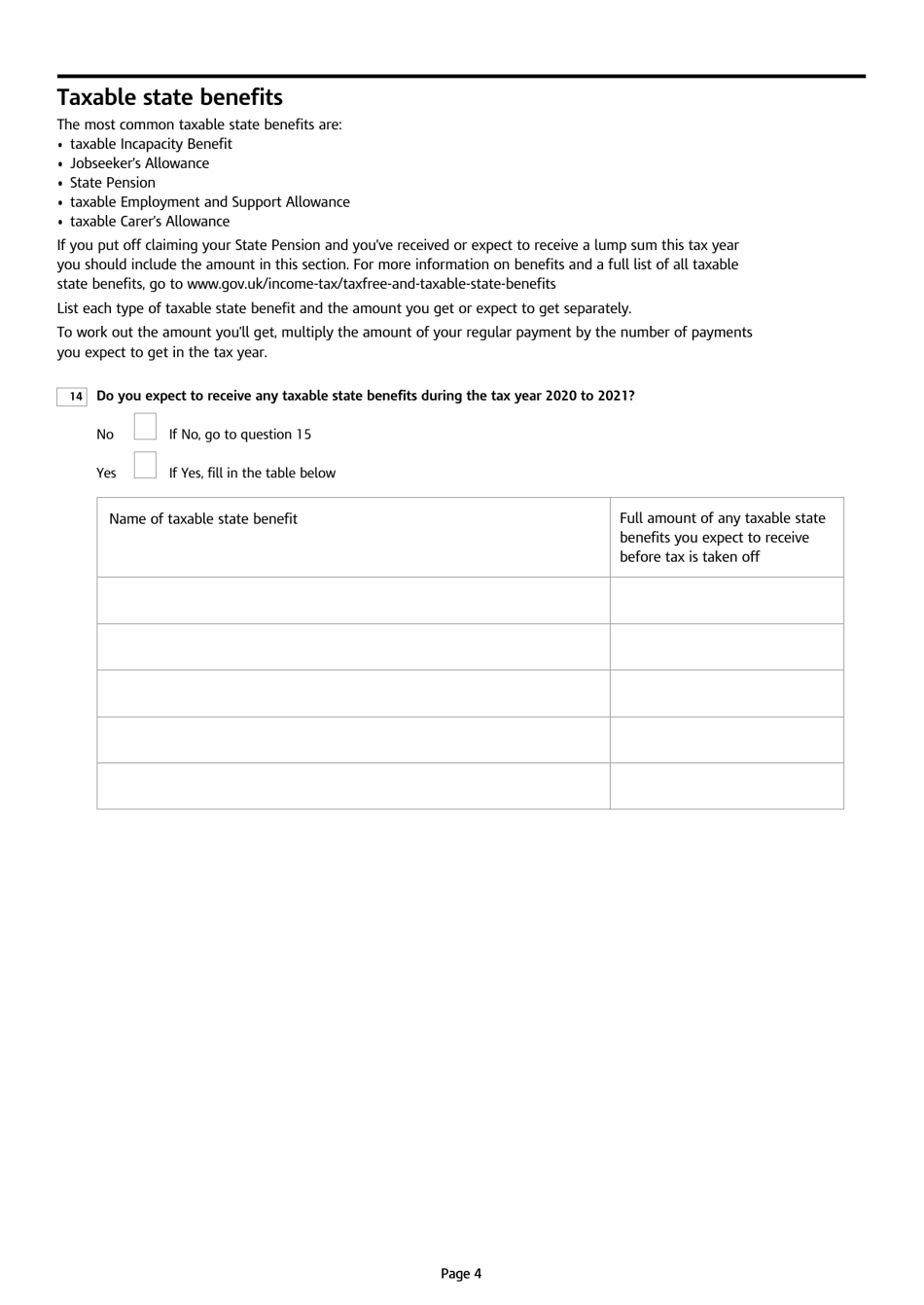 Form P53Z Flexibly Accessed Pension Lump Sum: Repayment Claim (Tax Year 2020 to 2021) - United Kingdom, Page 4