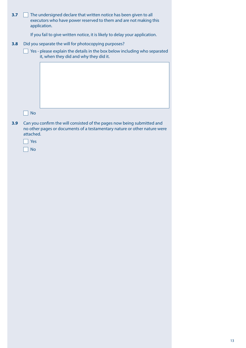 Form PA1P Probate Application (The Person Left a Will) - for Citizen Applicants Only - United Kingdom, Page 13
