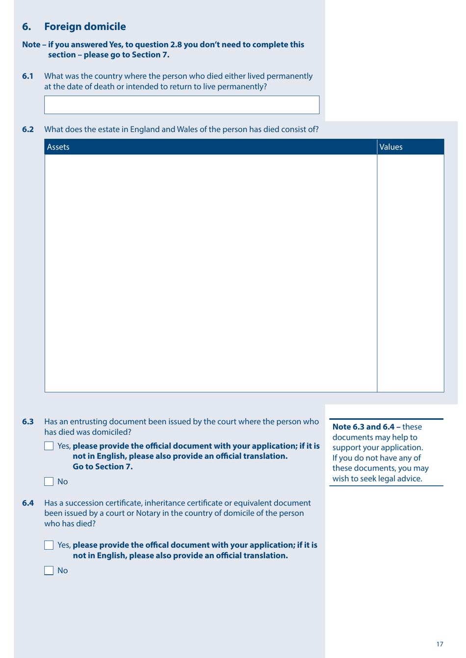 Form PA1P Probate Application (The Person Left a Will) - for Citizen Applicants Only - United Kingdom, Page 17