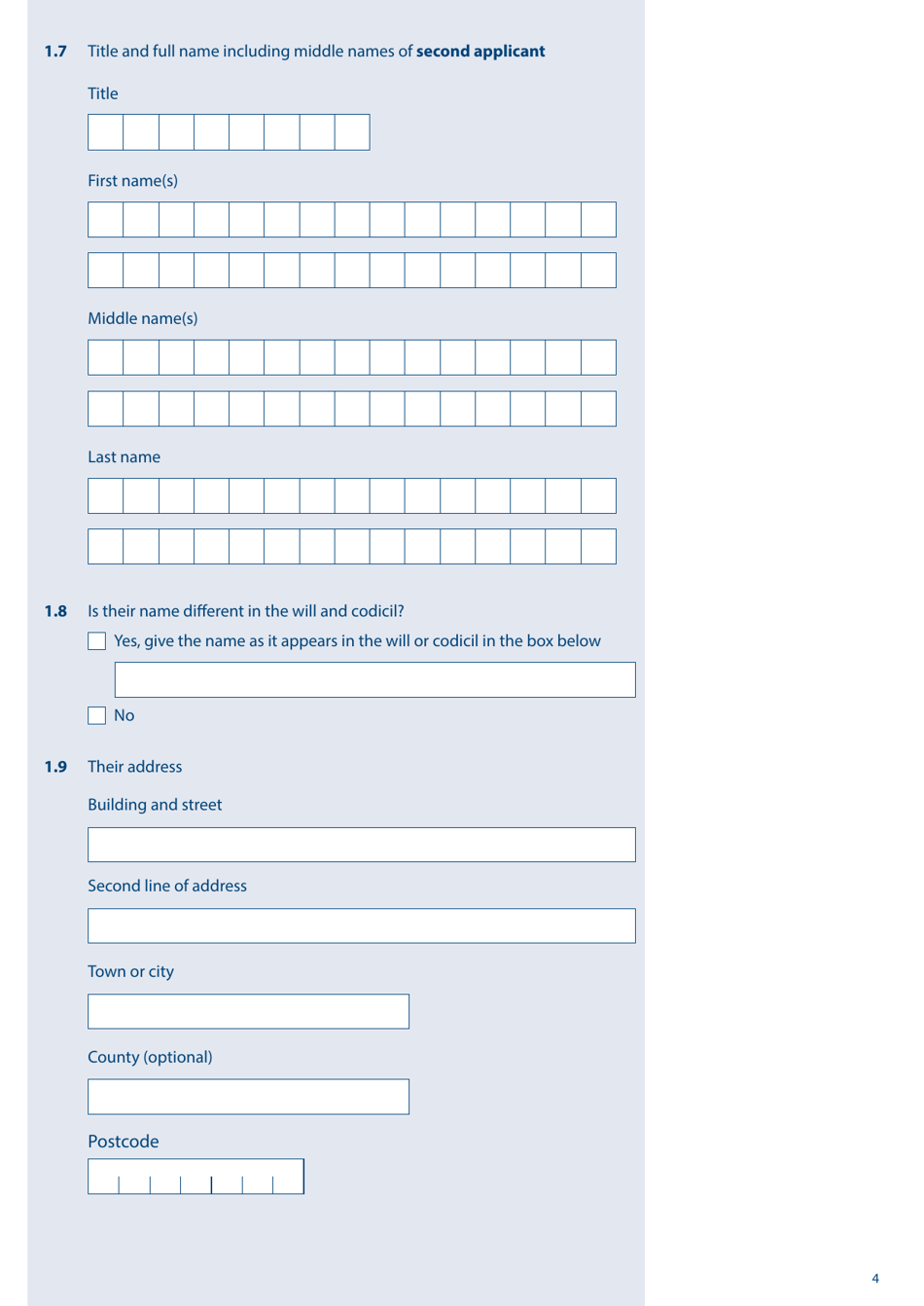 Form PA1P Probate Application (The Person Left a Will) - for Citizen Applicants Only - United Kingdom, Page 4