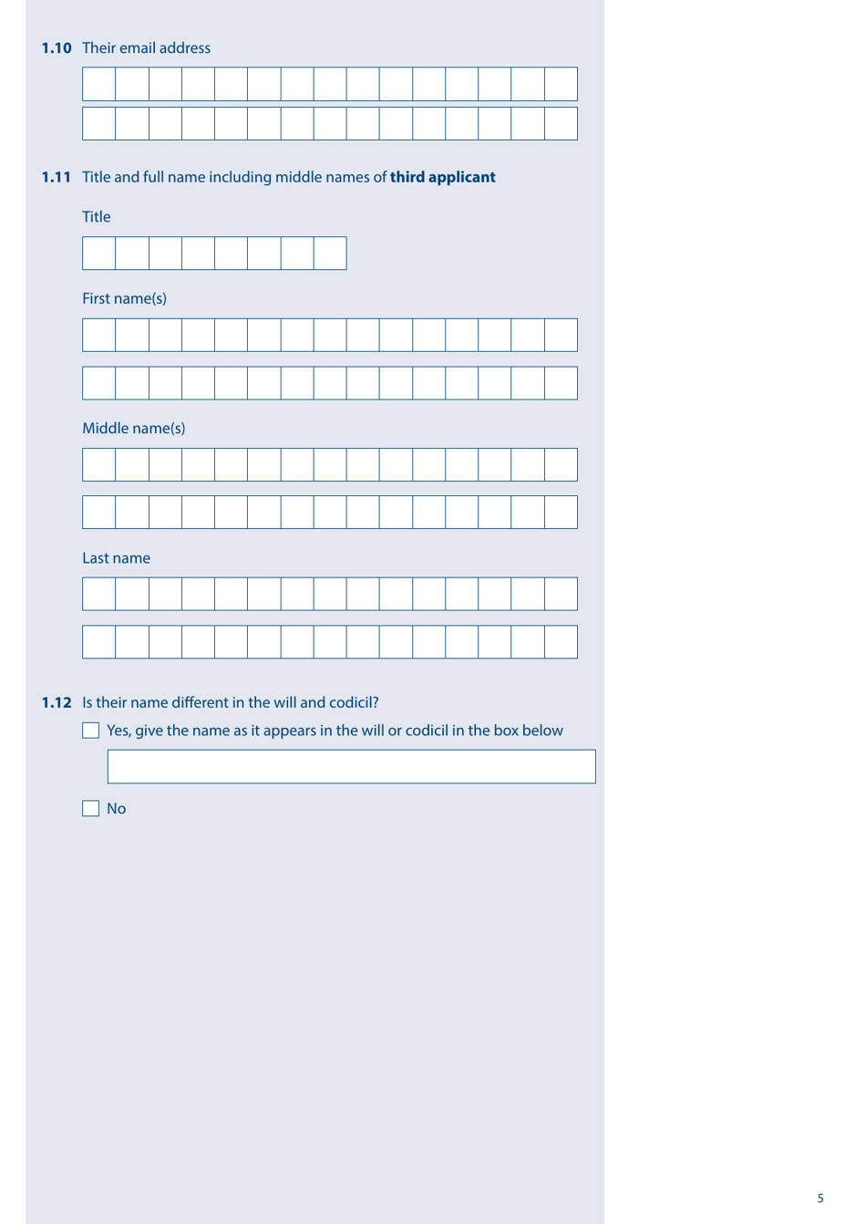 Form PA1P Probate Application (The Person Left a Will) - for Citizen Applicants Only - United Kingdom, Page 5